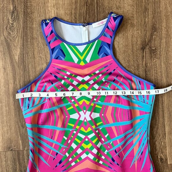 Alice & Trixie Claire Bright Palm Print Scuba Dress Sz M - Picture 5 of 13